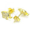Sterling Silver Stud Earring, Elephant Design, with White and Black Micro Pave, Polished, Golden Finish, 02.336.0030.2