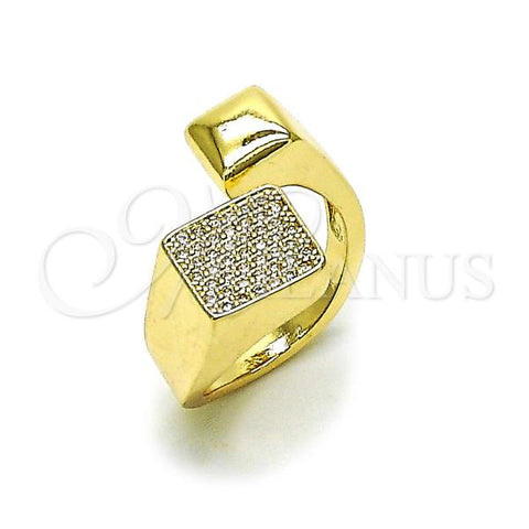 Oro Laminado Multi Stone Ring, Gold Filled Style with White Micro Pave, Polished, Golden Finish, 01.428.0010