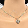Oro Laminado Pendant Necklace, Gold Filled Style Heart Design, with White Micro Pave, Polished, Golden Finish, 04.156.0118.20