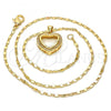 Oro Laminado Pendant Necklace, Gold Filled Style Heart Design, with White Crystal, Polished, Golden Finish, 04.156.0060.20