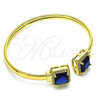 Oro Laminado Individual Bangle, Gold Filled Style with Sapphire Blue Cubic Zirconia and White Micro Pave, Polished, Golden Finish, 07.381.0002.4