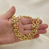Oro Laminado Necklace and Bracelet, Gold Filled Style Rolo Design, Polished, Golden Finish, 06.63.0266