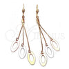 Oro Laminado Long Earring, Gold Filled Style Polished, Tricolor, 5.107.012