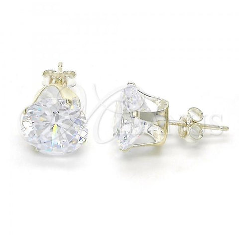 Sterling Silver Stud Earring, with White Cubic Zirconia, Polished,, 02.63.2610