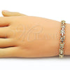 Oro Laminado Tennis Bracelet, Gold Filled Style Leaf Design, Diamond Cutting Finish, Golden Finish, 03.213.0358.07