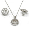 Sterling Silver Earring and Pendant Adult Set, with White Cubic Zirconia, Polished, Rhodium Finish, 10.175.0025