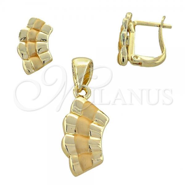Oro Laminado Earring and Pendant Adult Set, Gold Filled Style Polished, Golden Finish, 10.59.0137