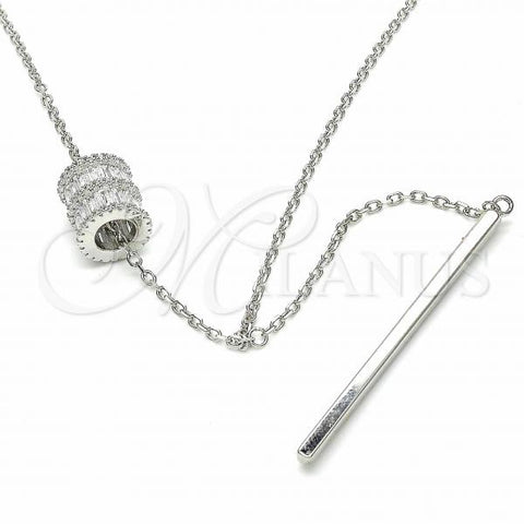 Sterling Silver Pendant Necklace, with White Cubic Zirconia and White Crystal, Polished, Rhodium Finish, 04.367.0001.28
