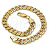 Gold Tone Basic Bracelet, Pave Cuban Design, Polished, Golden Finish, 04.242.0039.08GT