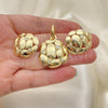 Oro Laminado Earring and Pendant Adult Set, Gold Filled Style with White Crystal, Polished, Golden Finish, 10.59.0187