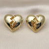 Oro Laminado Stud Earring, Gold Filled Style Heart Design, Polished, Golden Finish, 02.282.0022