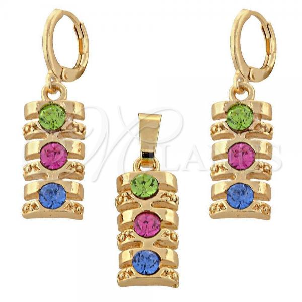 Oro Laminado Earring and Pendant Adult Set, Gold Filled Style with  Crystal, Golden Finish, 10.150.0047