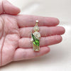 Oro Laminado Religious Pendant, Gold Filled Style San Judas Design, with White Cubic Zirconia, Polished, Tricolor, 05.210.0016