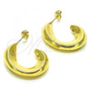 Oro Laminado Stud Earring, Gold Filled Style Chunky Design, Polished, Golden Finish, 02.163.0164