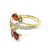 Oro Laminado Multi Stone Ring, Gold Filled Style Teardrop and Leaf Design, with Multicolor Cubic Zirconia, Polished, Golden Finish, 01.210.0145.07