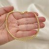 Oro Laminado Fancy Anklet, Gold Filled Style Snake  and Ball Design, Polished, Golden Finish, 03.32.0636.10