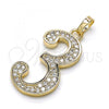 Oro Laminado Fancy Pendant, Gold Filled Style with White Cubic Zirconia, Polished, Golden Finish, 05.185.0023