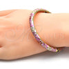 Oro Laminado Individual Bangle, Gold Filled Style Flower Design, Pink Enamel Finish, Golden Finish, 07.246.0006.1.05 (06 MM Thickness, Size 5 - 2.50 Diameter)