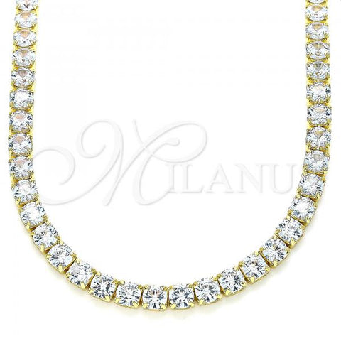 Oro Laminado Fancy Necklace, Gold Filled Style with White Cubic Zirconia, Polished, Golden Finish, 04.372.0001.18