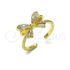 Oro Laminado Elegant Ring, Gold Filled Style Bow Design, Matte Finish, Golden Finish, 01.60.0024