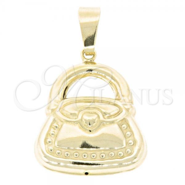 Oro Laminado Fancy Pendant, Gold Filled Style Purse Design, Golden Finish, 45.014