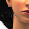 Stainless Steel Stud Earring, Flower Design, with Rose Crystal, Polished, Golden Finish, 02.271.0020.5