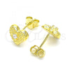 Sterling Silver Stud Earring, Heart Design, with White Cubic Zirconia, Polished, Golden Finish, 02.369.0039.2