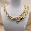 Oro Laminado Necklace and Bracelet, Gold Filled Style Rolo Design, Diamond Cutting Finish, Golden Finish, 06.331.0002