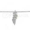 Sterling Silver Pendant Necklace, Leaf Design, with White Micro Pave, Polished, Rhodium Finish, 04.336.0025.16