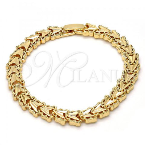 Gold Tone Fancy Bracelet, Diamond Cutting Finish, Golden Finish, 03.100.0023.07