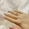 Oro Laminado Multi Stone Ring, Gold Filled Style Evil Eye Design, Blue Resin Finish, Golden Finish, 01.213.0014
