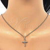 Oro Laminado Pendant Necklace, Gold Filled Style Cross Design, with White Cubic Zirconia, Polished, Golden Finish, 04.284.0009.20