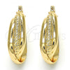 Oro Laminado Small Hoop, Gold Filled Style Greek Key Design, Polished, Golden Finish, 02.261.0033.20