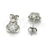 Sterling Silver Stud Earring, with White Cubic Zirconia, Polished, Rhodium Finish, 02.285.0013