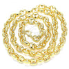 Oro Laminado Basic Necklace, Gold Filled Style Mariner and Puff Mariner Design, Polished, Golden Finish, 04.63.1393.24