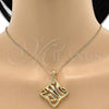 Oro Laminado Earring and Pendant Adult Set, Gold Filled Style Polished, Golden Finish, 10.59.0240
