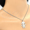 Rhodium Plated Pendant Necklace, Little Girl and Heart Design, Polished, Rhodium Finish, 04.106.0032.1.20
