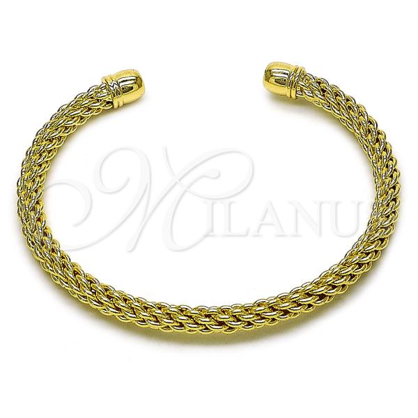 Oro Laminado Individual Bangle, Gold Filled Style Rope and Twist Design, Polished, Golden Finish, 07.170.0044