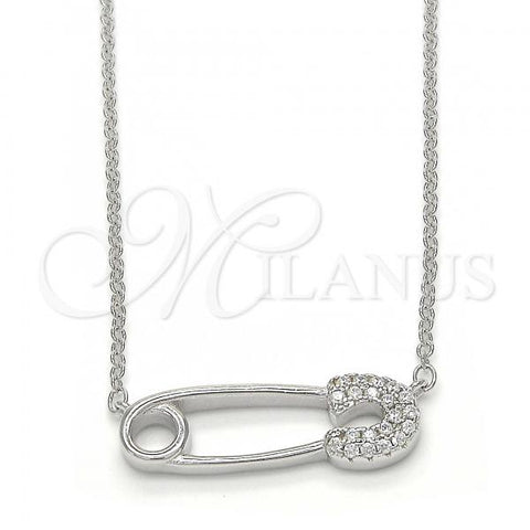 Sterling Silver Pendant Necklace, with White Cubic Zirconia, Polished, Rhodium Finish, 04.336.0047.16