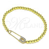 Oro Laminado Fancy Bracelet, Gold Filled Style Paperclip and Expandable Bead Design, with White Micro Pave, Polished, Golden Finish, 03.313.0040.1.07