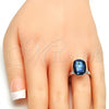 Rhodium Plated Multi Stone Ring, with Denin Blue Swarovski Crystals, Polished, Rhodium Finish, 01.239.0011.1 (One size fits all)