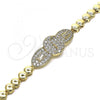 Oro Laminado Fancy Bracelet, Gold Filled Style with White Micro Pave, Polished, Golden Finish, 03.283.0156.07