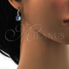 Rhodium Plated Leverback Earring, Flower Design, with Aquamarine Swarovski Crystals, Polished, Rhodium Finish, 02.239.0012.4