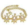 Oro Laminado Fancy Bracelet, Gold Filled Style Turtle Design, with White Cubic Zirconia, Polished, Golden Finish, 03.63.2139.07