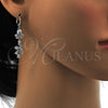 Rhodium Plated Long Earring, Teardrop Design, with White Cubic Zirconia, Polished, Rhodium Finish, 02.217.0013.2