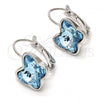 Rhodium Plated Leverback Earring, Butterfly Design, with Aquamarine Swarovski Crystals, Polished, Rhodium Finish, 02.239.0011.2