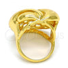 Oro Laminado Multi Stone Ring, Gold Filled Style Greek Key Design, with White Crystal, Polished, Golden Finish, 01.241.0029.07 (Size 7)