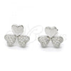 Sterling Silver Stud Earring, with White Micro Pave, Polished, Rhodium Finish, 02.175.0101