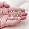 Oro Laminado Small Hoop, Gold Filled Style and Ball with Ivory Pearl, Polished, Golden Finish, 02.341.0241.20