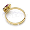 Oro Laminado Multi Stone Ring, Gold Filled Style Heart Design, with Fuchsia Swarovski Crystals, Polished, Golden Finish, 01.239.0002.9 (One size fits all)